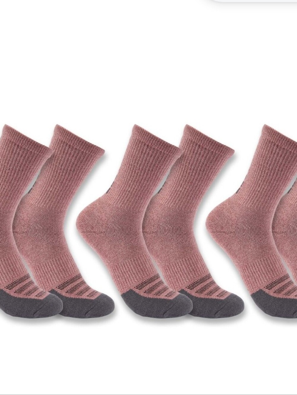Carhartt Force Midweight Logo 3-PK Crew Socks- Dry Rose